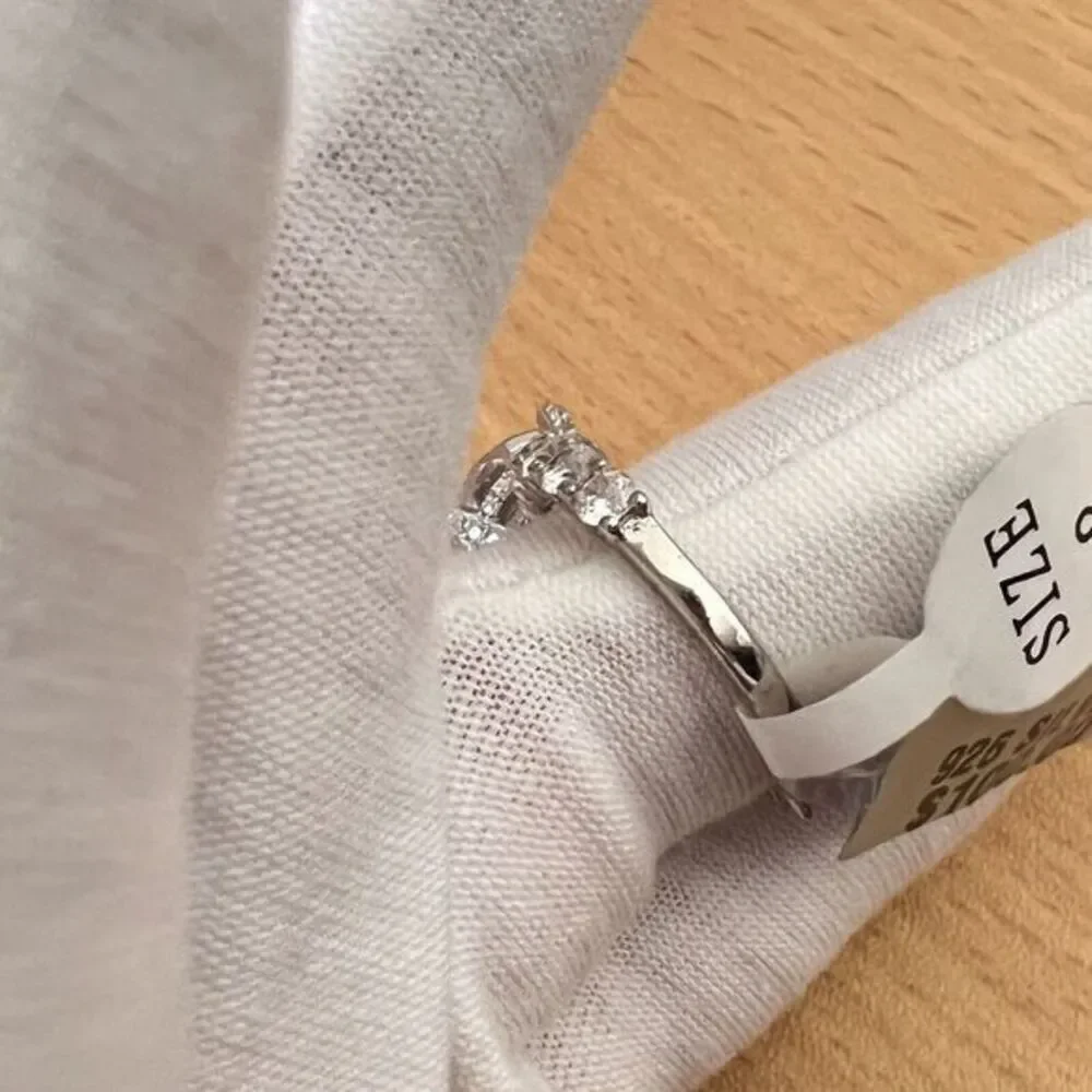 925 Sterling‎ Silver | CZ Luxury Solitaire Ring Women's Size 8 Rhodium Finish